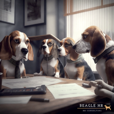 Beagles discussing a pay dispute